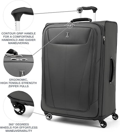 Travelpro Maxlite 5 Softside Expandable Checked Luggage with Spinner Wheels, Lightweight, 29-Inch — Shadow Grey