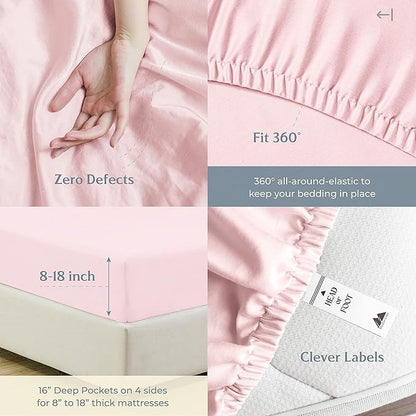 Mayfair Linen 500 Thread Count Twin XL Cotton Sheets - 3 PC Twin XL Size Bed Sheet Set Cotton (Blush), Soft, Cooling, Sateen Hotel-Quality 16" Deep Pocket Bedsheet for Hot Sleepers (Fits 18" Mattress)
