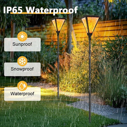Upgraded Extra-Tall Solar Lights Outdoor, 2 Pack Flickering Flame Solar Torch