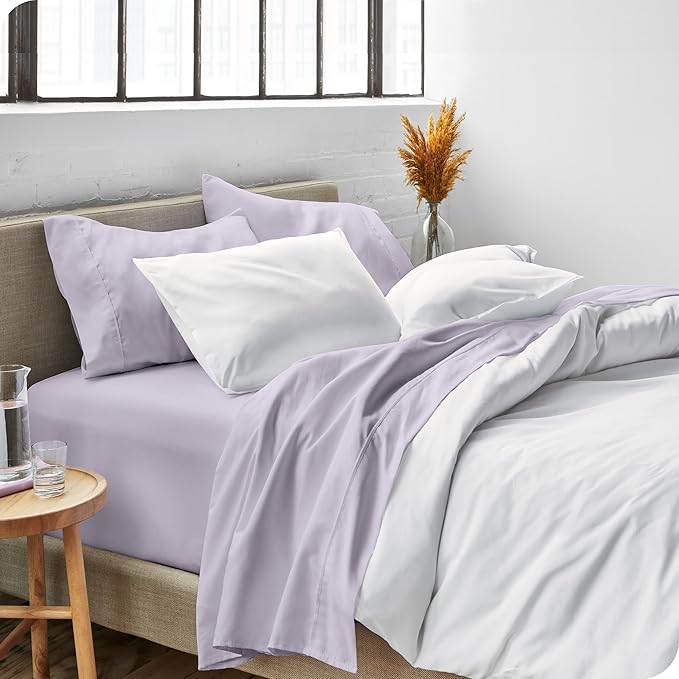 Bare Home Split Head Flex King Sheet Set - 1800 Ultra-Soft Microfiber Bed Sheets - Double Brushed - Deep Pockets - Easy Fit - 4 Piece Set - FlexTop (Split Head Flex King, Light Lavender)