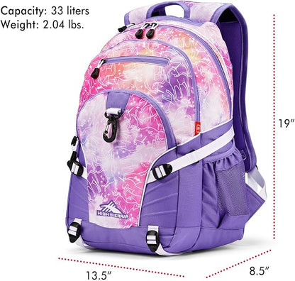 High Sierra Loop Backpack, Travel, or Work Bookbag with tablet sleeve, One Size, Unicorn Clouds/Lavender/White