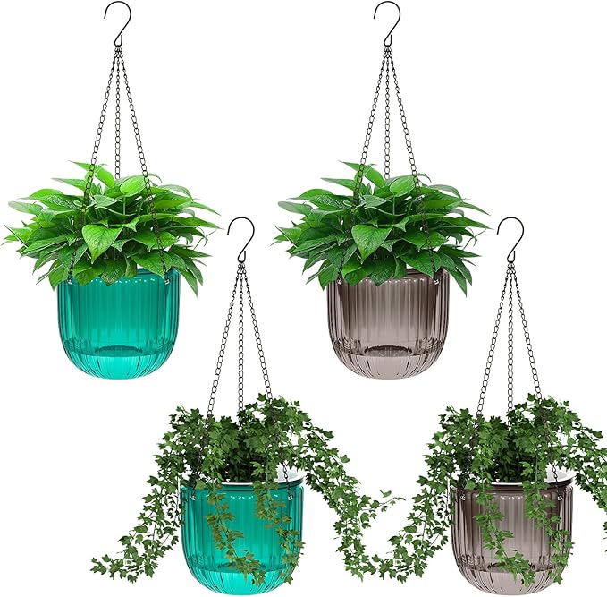 Meanplan 4 Pcs Self Watering Hanging Planter Indoor 6.5 Inch Hanging Baskets