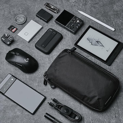 ALPAKA Elements Tech Case Mini X-Pac VX42 Black - Keeps You Clutter-Free - Sling Bag with Adjustable Strap, Weatherproof Fabric Fits Electronic Accessories, EDC Tech Organizer for Travel