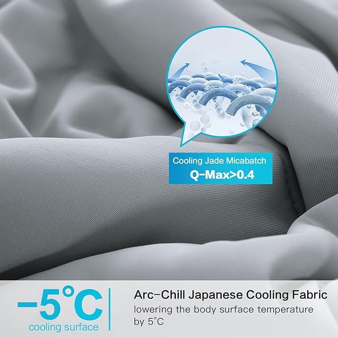 EASELAND All Season Cooling Comforter Queen, Cold Touch Fabric Absorbs Body Heat, 300GSM Super Soft, Cooling Blanket for Night Sweats Hot Sleeper (Gray-All Season, Queen(90"x90"))