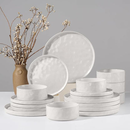 HaWare Dinnerware Sets, 18-Piece Plates and Bowls Set, Speckled White |