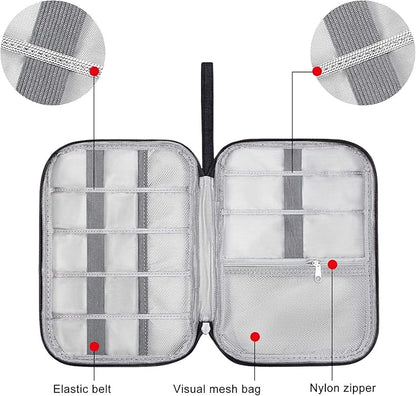 SELLYFELLY Travel Electronics Organizer Portable Cable Organizer Bag for Storage Electronic Accessories Case for Cord,Phone,Charger,Flash Drive (Black)