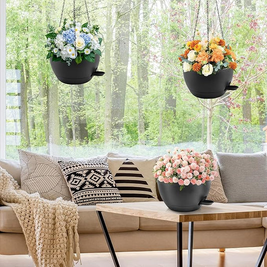 10 inch Hanging Planters for Indoor Plants, 3 Pack Self-Watering Hanging