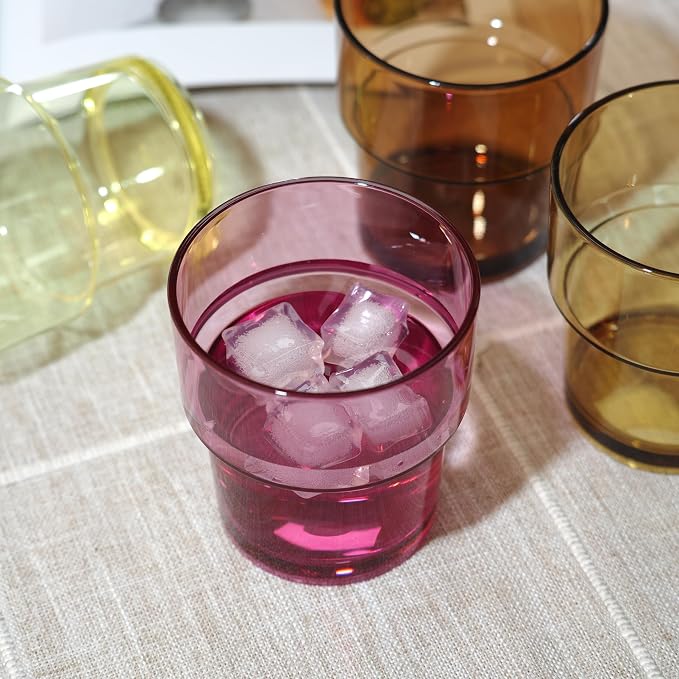 14 oz Plastic Stackable Drinking Tumblers, Dishwasher Safe, Durable