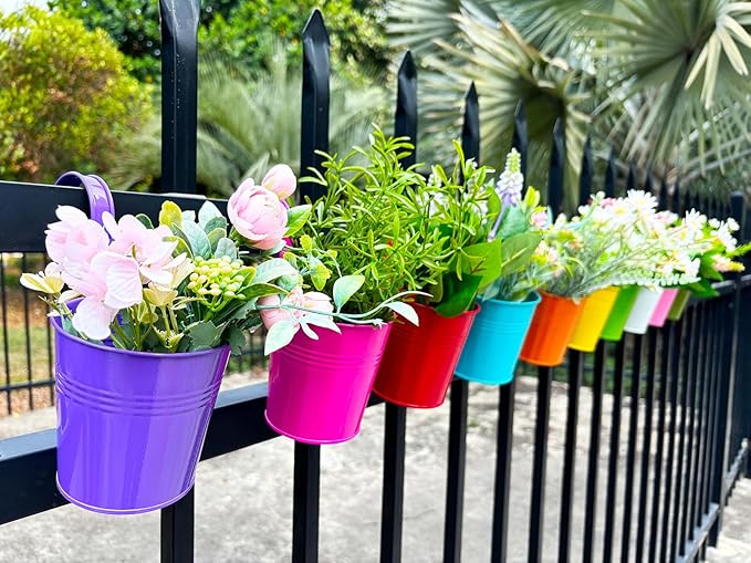10 Pcs Fence Planters, Railing Planter Flower Pot