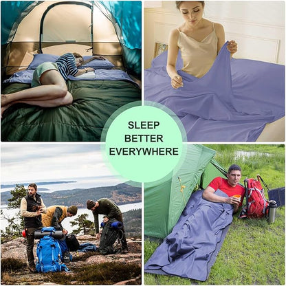 Sleeping Bag Liner,Travel Sheet & Adult Sleep Sack, Camping Sheets Travel Sleep Sack for Backpacking,Hotels & Hostels -Lightweight Single &Double Travel Sheet Camping Sheets