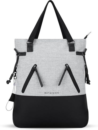 Sherpani Tempest, Anti Theft Convertible Backpack Tote, 14L Travel Backpack, Travel Gifts for Women, Handbags, RFID Protection, Metal Hardware, Fits 15” Laptop (No Sleeve) (Sterling)