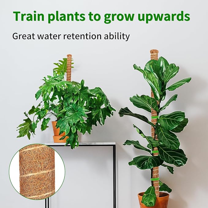 2 Pack 28 Inch Moss Pole Monstera Plant Support, Coir Moss Poles