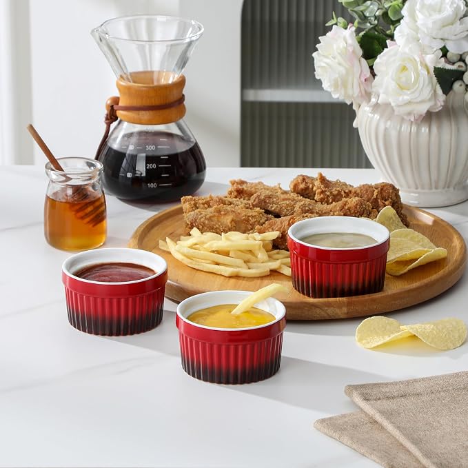 MALACASA Ramekins 4 oz Oven Safe, Small Ceramic Souffle Dishes