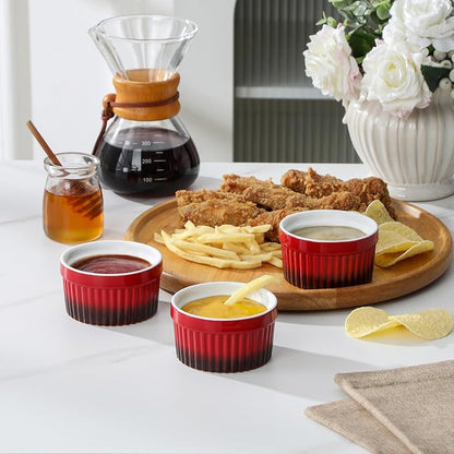 MALACASA Ramekins 4 oz Oven Safe, Small Ceramic Souffle Dishes