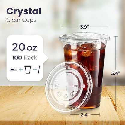 Fit Meal Prep 100 Pack 20 oz Clear Plastic Cups