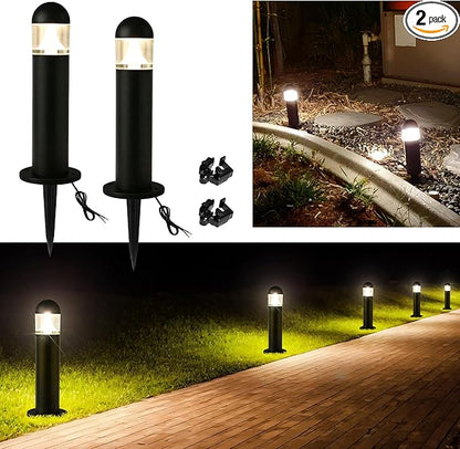 2 Pack Low Voltage Landscape Pathway Lights, 12V LED Bollard Light IP67