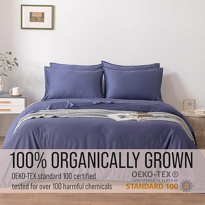 Bella Coterie 7 Piece Luxury Bamboo Viscose Split King Size Sheet Set | 2 Fitted Sheets for Adjustable Beds | 100% Organically Grown | Cooling for Hot Sleepers | 4 Pillowcases [Twilight Blue]