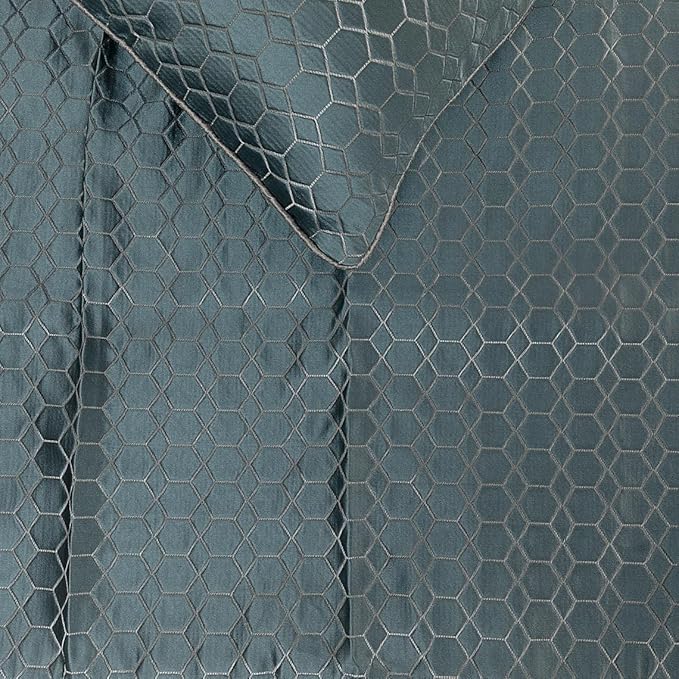 The HomeCentric King Queen Twin Blue Handmade Twin 53"x18" Bed Runner with Pillow Cover, Hexagon Pattern Bed Scarf on Jacquard Fabric - Hexagon Lagoon