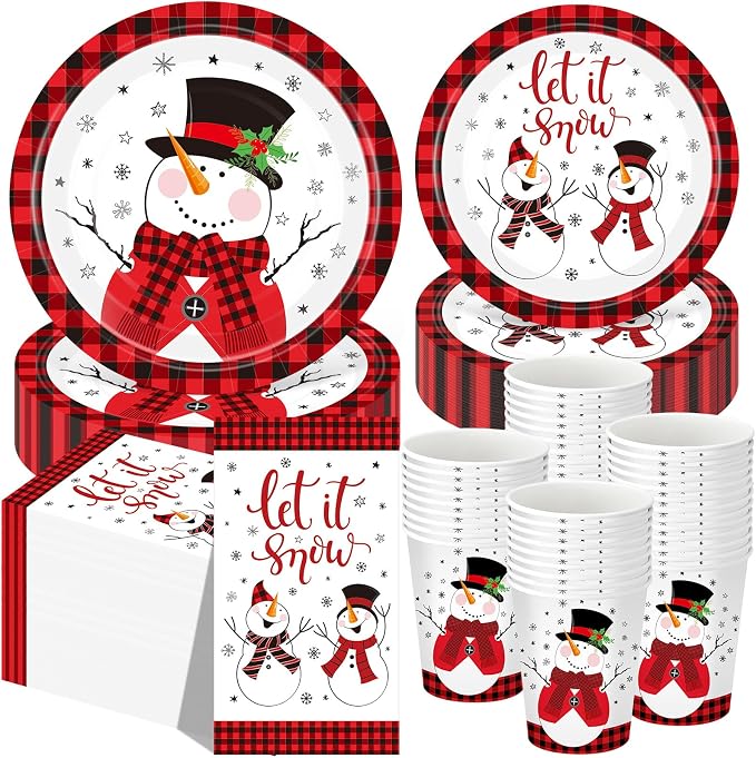 Funnymoom 250 Pcs Winter Snowman Party Decorations