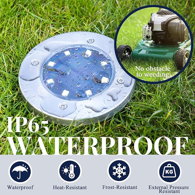 SOLPEX Solar Ground Lights, 12 Pack Solar Lights Outdoor Waterproof, 8 LED