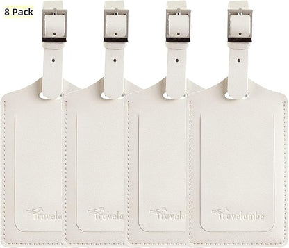 Travelambo Luggage Tags for Suitcases PU Leather Travel Tags Bag Tags Privacy Protection Travel Essentials