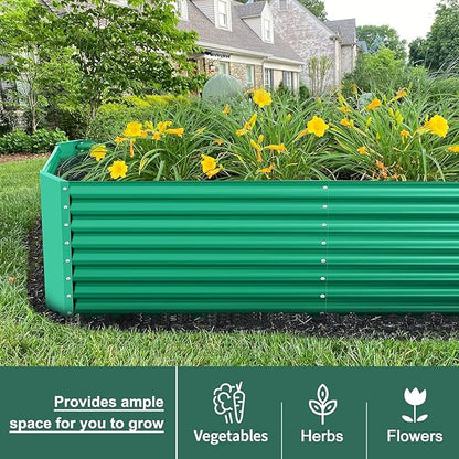 Land Guard 6×3×2 ft Galvanized Metal Raised Garden Bed, 2FT Deep Root Elevated