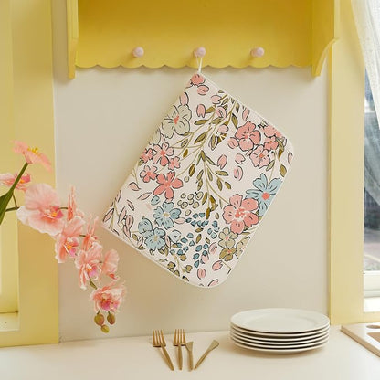 Spring Pink Floral Dish Drying Mat
