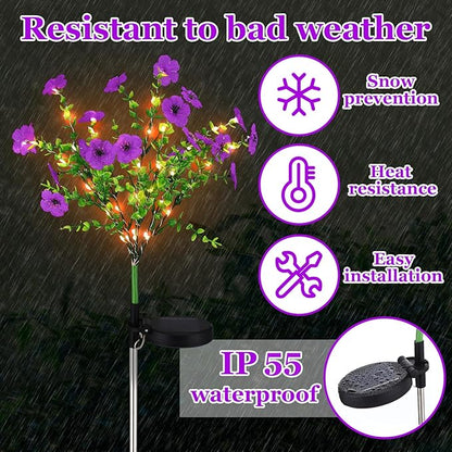 2 Pack Solar Stake Lights Outdoor Decor Waterproof Mums Artificial Flowers