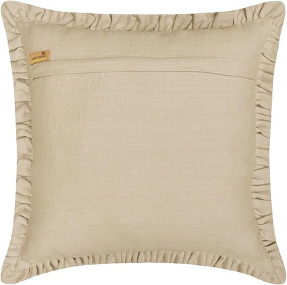 The HomeCentric King/Queen/Twin Blue Decorative Bed Runner Full 68"x18" Bed Runner Without Pillow Cover, Embroidery, Ruffles Bed Scarf on Linen Fabric - Ellara Blue