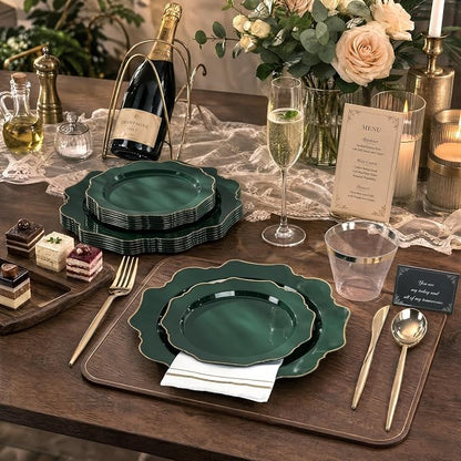 175Pcs Green Plastic Plates