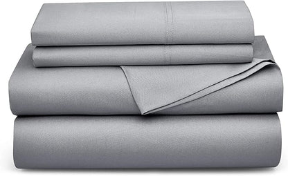 Bedsure King Size Sheet Set, Cooling Sheets, Rayon Derived from Bamboo, Deep Pocket Up to 16", Breathable & Soft, Bed Sheets, Hotel Luxury Silky Bedding for Hot Sleepers, Silver Grey