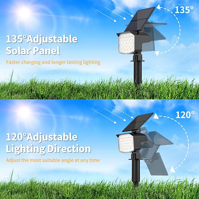Solar Spot Lights Outdoor Waterproof Adjustable Solar Powered Landscape Lights