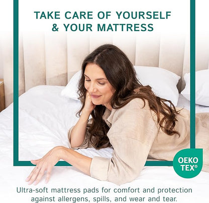 King Size Quilted Mattress Pad - Fitted Waterproof Mattress Protector, Pillow Top Mattress Topper, Premium Quality Hypoallergenic Mattress Cover