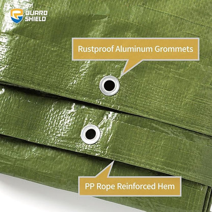GUARD SHIELD Tarp Green 12x12 Feet Multi Purpose Waterproof Poly Tarp Cover 5mil