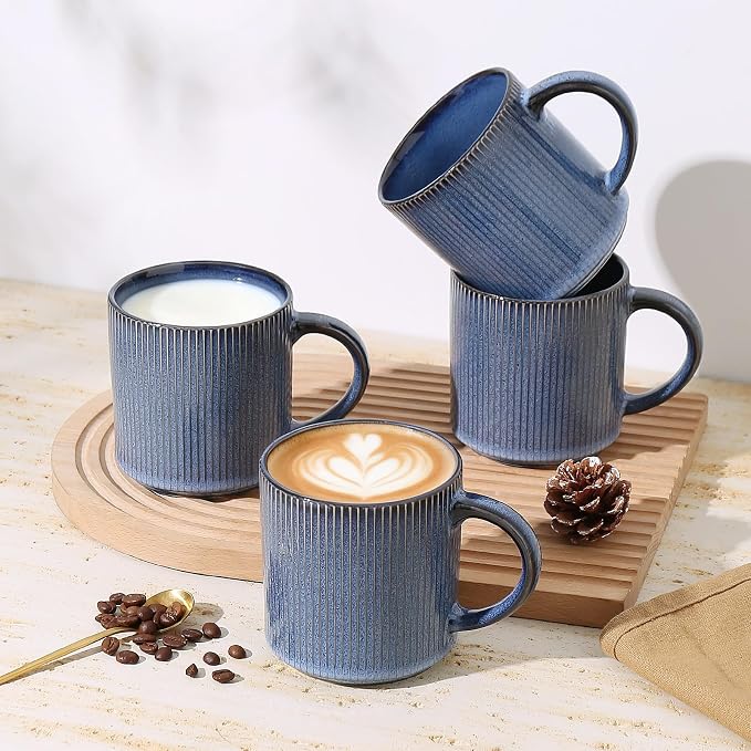 MONITO 16Oz Coffee Mugs Set of 4, Rustic Ceramic Coffee Cups Set