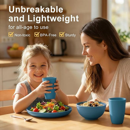 Wheat Straw Dinnerware Sets for 8, Unbreakable Bowl and Plate Set 40 Piece