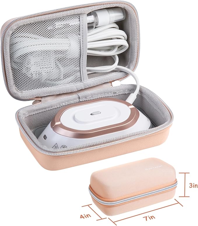 Newbealer Travel Iron with Global Voltage, 100-240V Mini Dry Iron for Clothes (No Steam), Max 300W, 60s Heat Up, 302℉ Non-Stick Ceramic Soleplate, 0.8lbs (Gold with Hard Case)