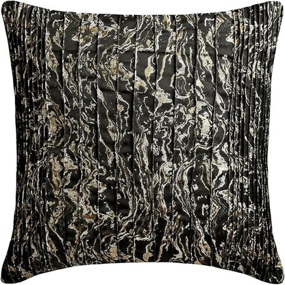The HomeCentric King/Queen/Twin Black Decorative Bed Runner Queen 74"x18" Bed Runner with One Pillow Cover, Marble Pattern, Pintucks, Quilted Bed Scarf on Jacquard Fabric - Stellaris
