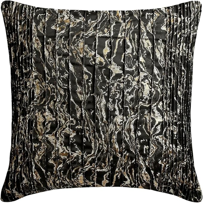 The HomeCentric King/Queen/Twin Black Decorative Bed Runner CA King 86"x18" Bed Runner Without Pillow Cover, Marble Pattern, Pintucks, Quilted Bed Scarf on Jacquard Fabric - Stellaris