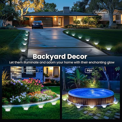 SOLPEX 16 Pack Solar Ground Lights Outdoor Waterproof, Solar Powered Pathway