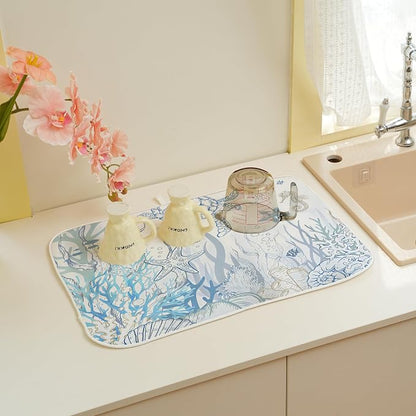 Nautical Coastal Dish Drying Mat