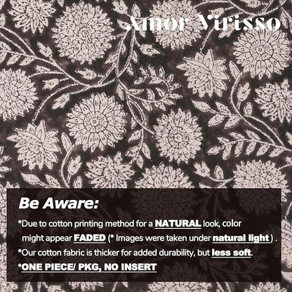 Amor Virisso Floral Throw Pillow Covers 18x18 Block Print Pillow Covers Vintage Neutral Couch Pillows for Living Room Farmhouse Decorative Accent Sofa Pillows, Black