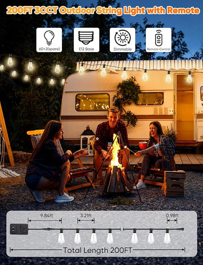 Brightever 200FT Outdoor String Lights