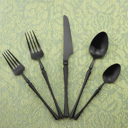 Gugrida Unique & Beautiful Flatware Set - 5 Piece Iridescent Silverware Sets | 18/10 Stainless Steel Reusable Cutlery Set | Black Utensils Service For 1 with Dessert Fork, Knife, Spoon, Dinner Fork