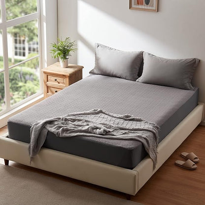 Hanherry 100% Waterproof Mattress Protector Twin XL Size - Grey, Mattress Cover 3D Air Fabric Cooling Mattress Pad Cover Smooth Soft Breathable Noiseless, 8''-21'' Deep Pocket