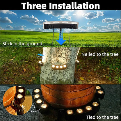 Solar Palm Tree Lights Outdoor, 2000MAH Ring LED Landscape Uplights