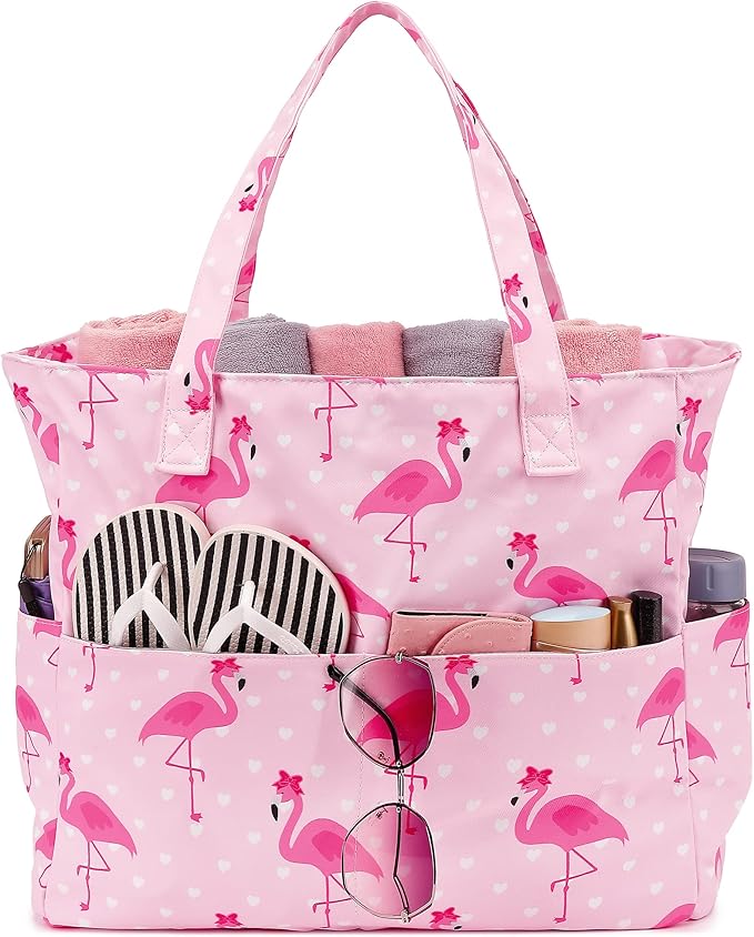 Waterproof Beach Tote Pool Bags for Women Ladies Extra Large Gym Tote Carry On Bag With Wet Compartment for Weekender Travel