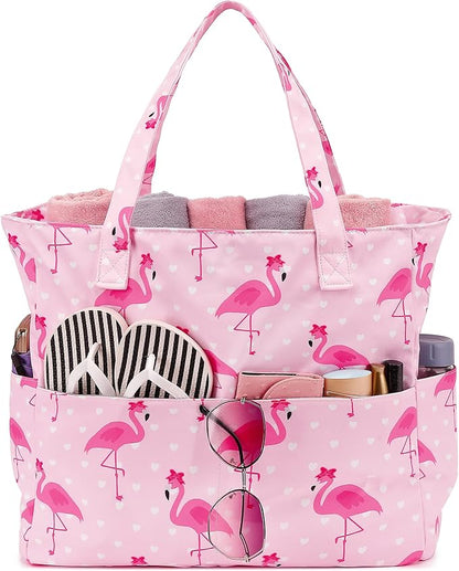 Waterproof Beach Tote Pool Bags for Women Ladies Extra Large Gym Tote Carry On Bag With Wet Compartment for Weekender Travel