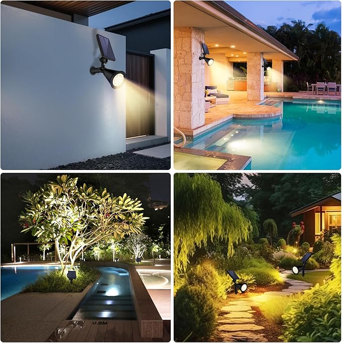 Solar Spot Lights Outdoor Waterproof, 18 LED Solar Powered Landscape Lighting