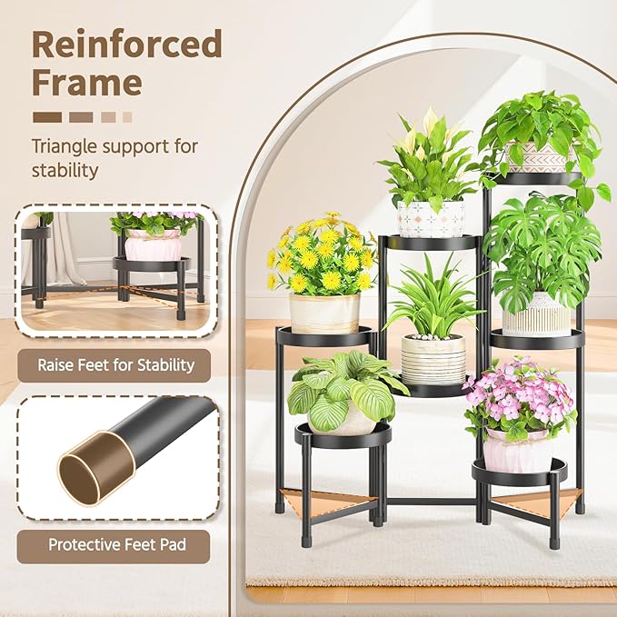 LASZOLA 7 Tiered Folding Tall Plant Stand Indoor